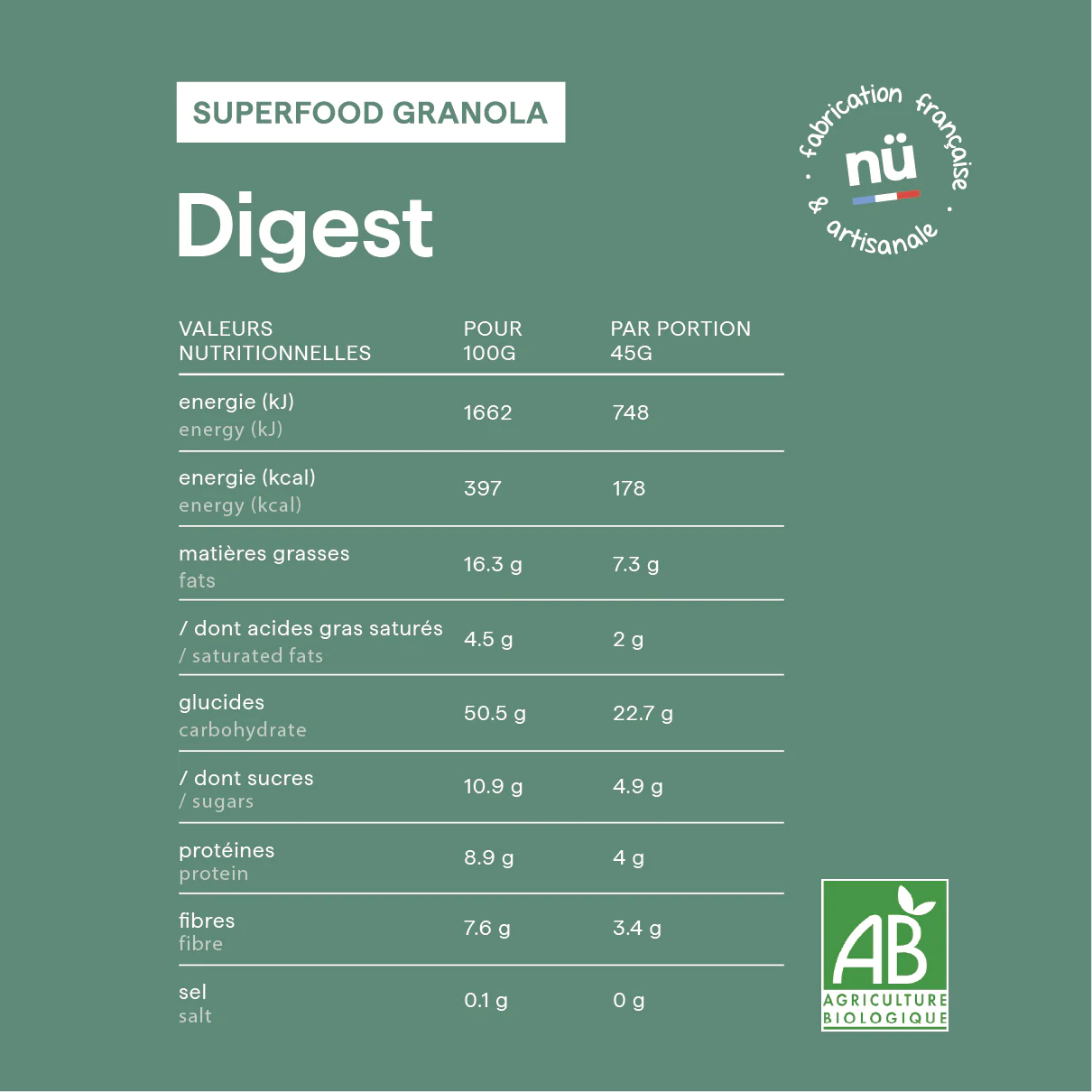 Granola Digest bio · Vanille Amandes