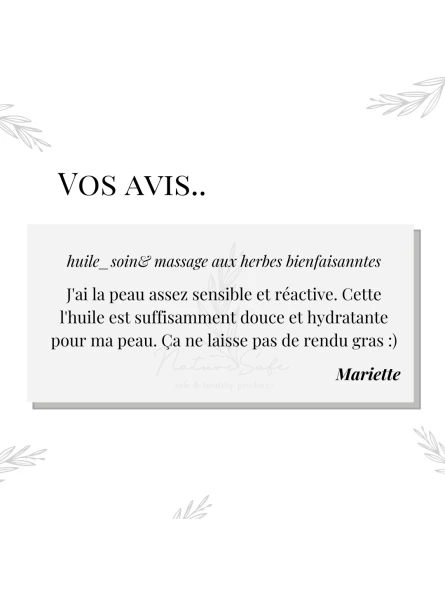 Huile bienfaisante soin & massage bio