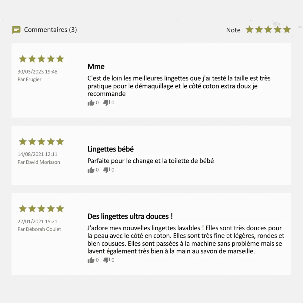 Lingettes Lavables Bébé (x5)